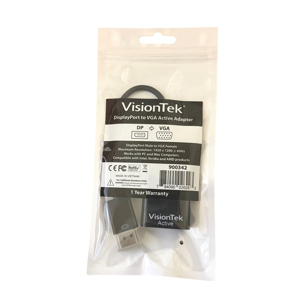 VisionTek‎ DisplayPort to VGA Active Adapter 1920 x 1200 @ 60HZ PC & MAC